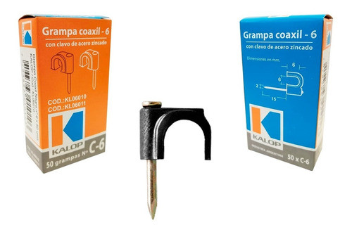 Pack X1000 Grampa Clip Coaxil 6mm Clavo Acero Zincado Kalop 0