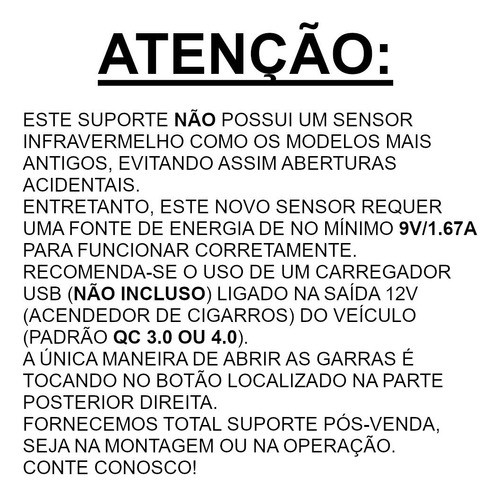 Suporte Celular Carro Com Carregamento Sem Fio Wireless 15w 1