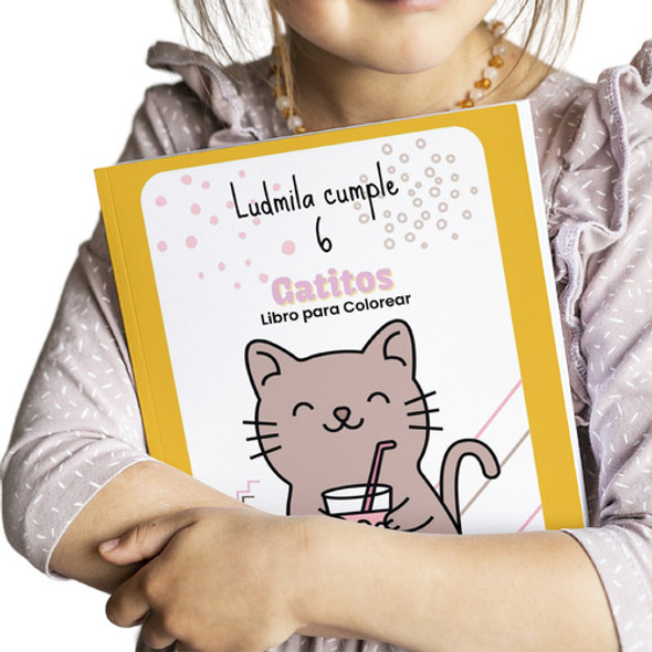 Libro Colorear Personalizado Imprimible Gatitos Gatos Cumple 0