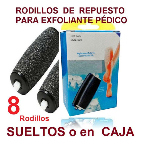 4 Caja X2 Repuesto Rodillo Pulidor Exfoliador Pédico Dureza 1