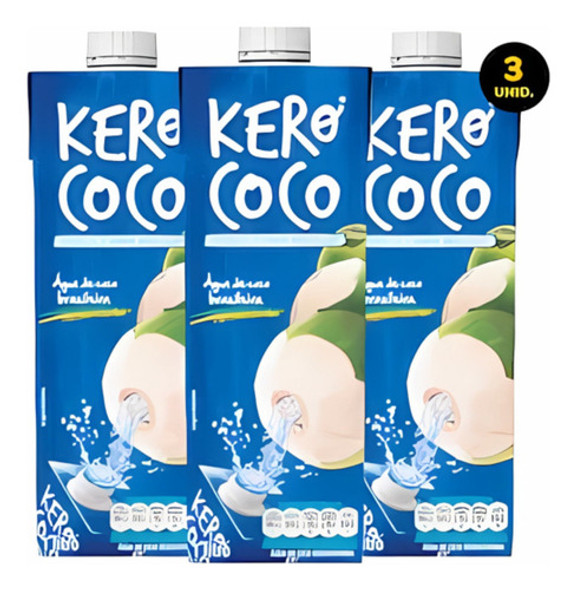 Kit 3 Água De Coco Esterilizada Kero Coco Caixa 1 Litro 0