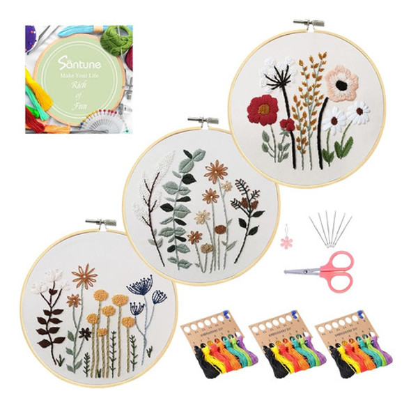 Santune 3 Pack Kits De Bordado Para Adultos Kits De Punto De 0