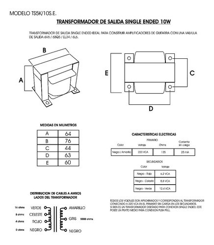 Transformador De Salida Single Ended 6v6 / 6bq5 / El34 / 6l6 1