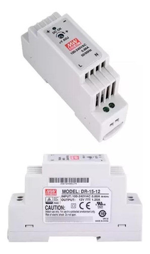 Fonte De Alimentação Mean Well Dr-15-5 5 Volts 2.4a 12 Watts 0