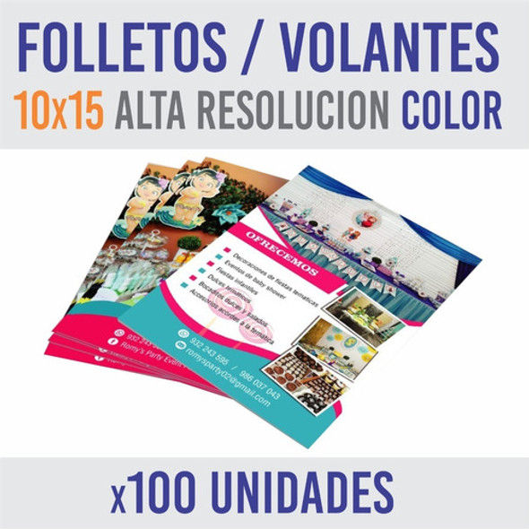 Folletos Flyer Volantes Publicitario Color 1 Lado 10x15 X100 1