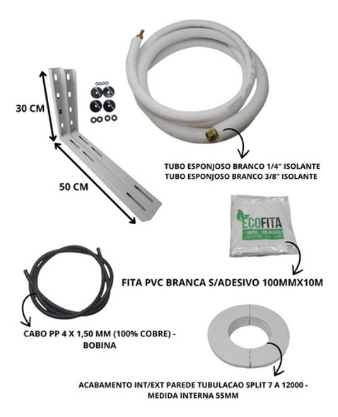 Kit Instalação Ar Condicionado 24000btus 8 Metros 1/4 E 5/8 1