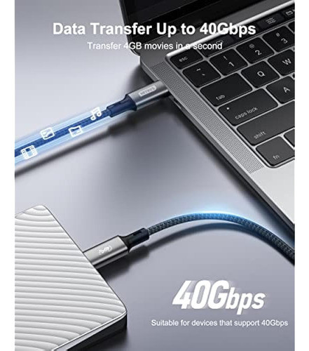 [6,6 Pies] Cable Usb4 Compatible Con Thunderbolt 4, Cable Sa 1