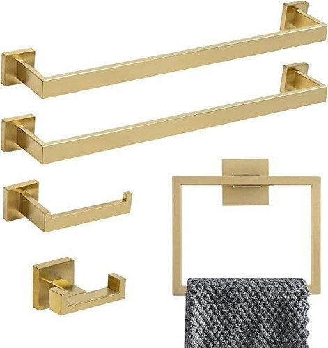 Set De 5 Accesorios Para Baño Dorado 0