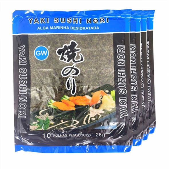 Alga Nori Para Sushi Temaki 10fls 28g Gw Blue ( Kit Com 4) 0