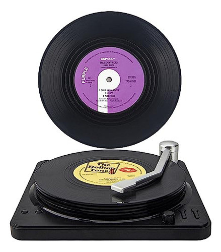 Posavasos De Disco De Vinilo Bebidas Tocadiscos, Juego ... 0