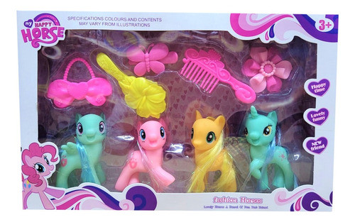 My Happy Horse Set X 4 Ponys Con Accesorios Jeg Fd13l20-9 1