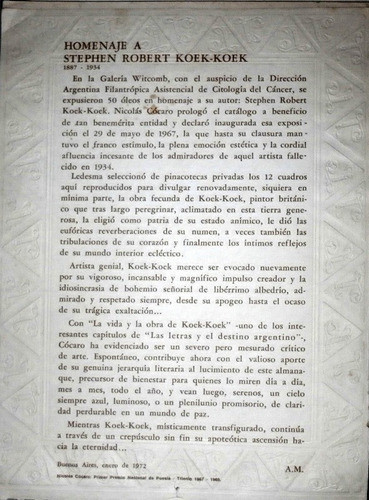Almanaque Año 1972 12 Oleos Y   La Vida Y Obra De Koek-koek 1