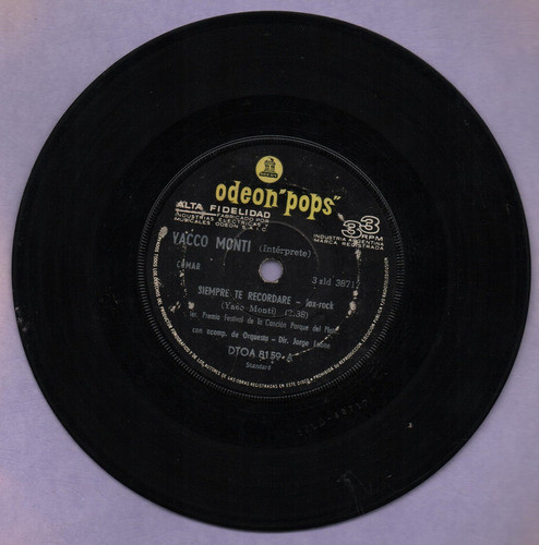 Vinilo Simple De Yacco Monti - Un Dolor De Adios 1