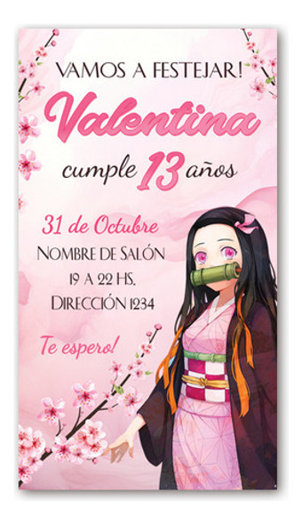 Tarjeta De Cumpleaños Digital Nezuko 2 Formatos 0