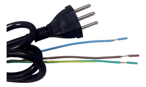 2x Cabo De Força Rabicho Tripolar 500v 0,75mm Plug 10a 1,50m 1