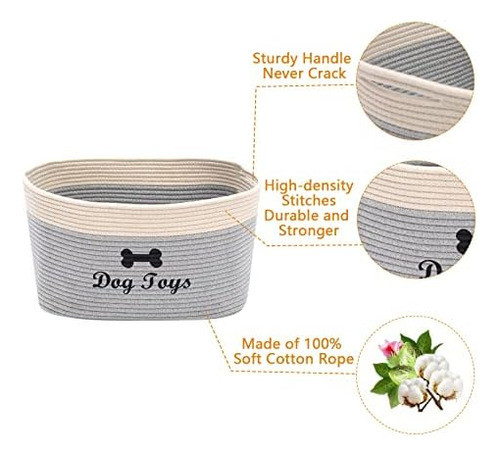 Caja De Juguetes Perros Cuerda Tejida, Cestas Asa Almac... 1