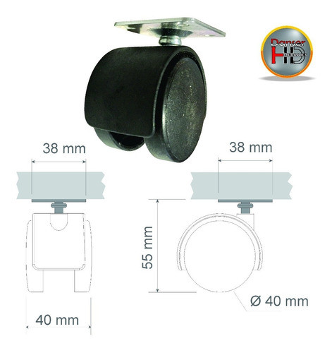 Rueda Plastica Muebles 40mm Giratorias 10kg Con Base X100 1