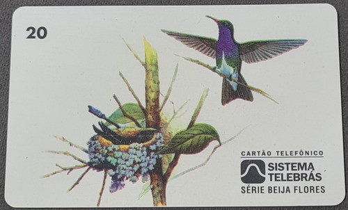 Cartão Telefônico Beija-flor Verde Do Peito Azul 0