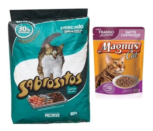 Alimento Sabrositos Pescado Gato 10 Kilos + Paté Sachets Pou 0