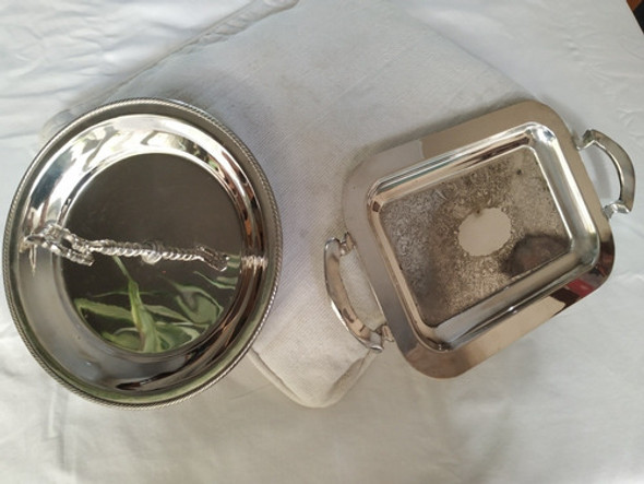 Bandeja Y Centro En Platina Antigua 0