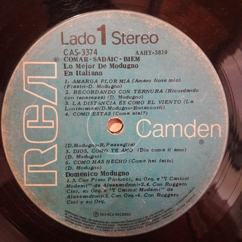 Sin Tapa Disco Domenico Modugno Lo Mejor En Italiano M0 0