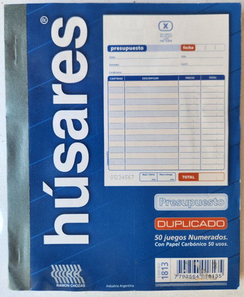 Talonario Presupuesto Duplicado Húsares Grande X 3 Unidades 1