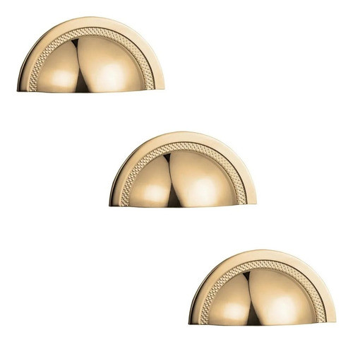 Kit 3 Puxador Shell Zen 64mm Gold (dourado Brilhante) 1