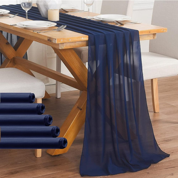 Paquete De 6 Camino De Mesa De Gasa Azul Marino 10ft Camino 0 Paquete De 6 Camino De Mesa De Gasa Azul Marino 10ft Camino 0