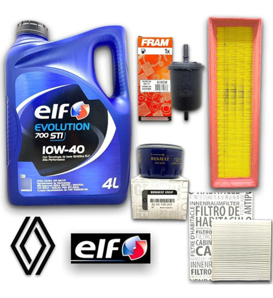 Kit Service 4 Filtros + Aceite Elf Logan Sandero 1.6 8v K7m 0