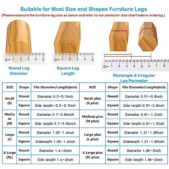 16 Protectores De Piso Para Patas De Silla Negro Talle S 1