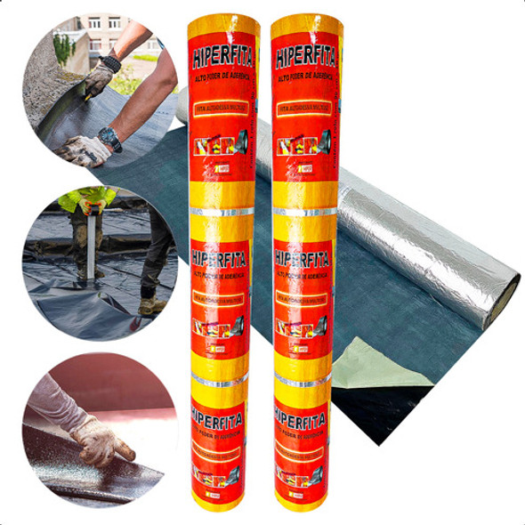 Kit 2 Manta Asfáltica Aluminizada Telhado Calha  90 Cm 10m 0