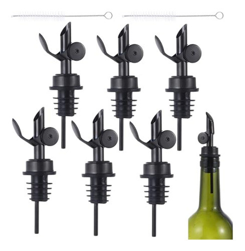 6 Vertidores De Botellas De Licor Auto Cierre Negro, Ta... 0