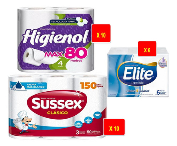 Kit Especial Papel Higienico - Rollo De Cocina - Pañuelos 1