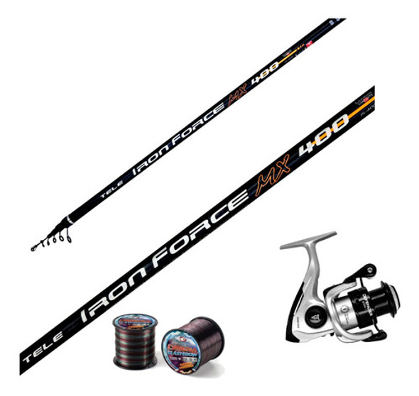 Equipo Kit Pesca Pejerrey Caña Carbono 4mt + Réel + Nylon 0 Equipo Kit Pesca Pejerrey Caña Carbono 4mt + Réel + Nylon 0