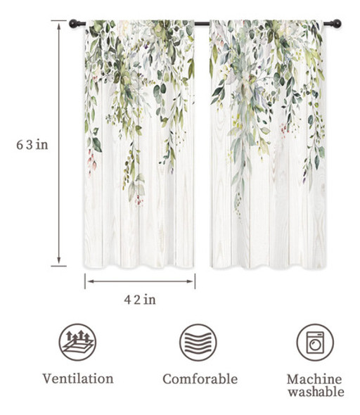Riyidecor Cortinas De Hojas De Eucalipto Verde De 42 X 63 Pu 1