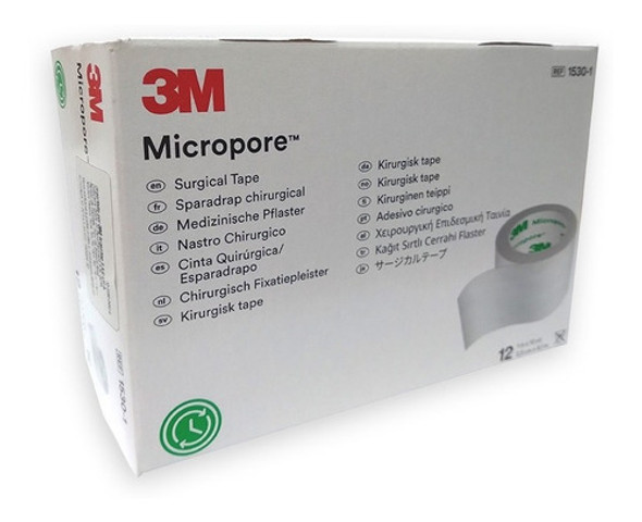 Tela Cinta Adhesiva Hipoalergénica Micropore 3m 2.5cm X 12 U 0