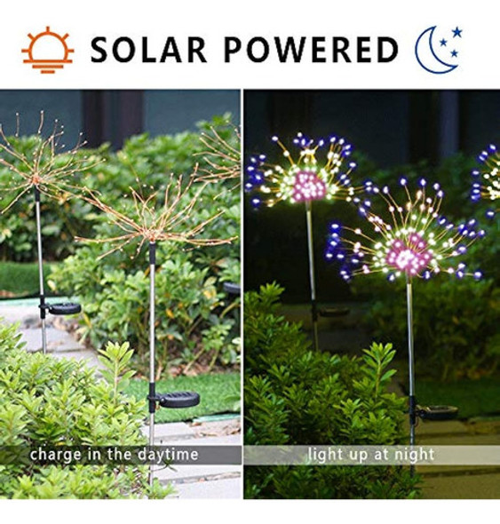 2 Pcs Luz Solar De Fuegos Artificiales, Luces Decorativas De 1