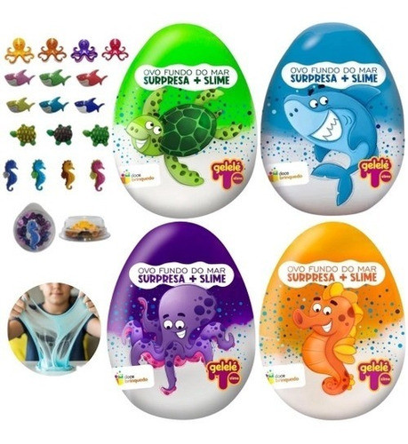 4 Und Ovos Surpresa Slime Fundo Do Mar 140g - Doce Brinquedo 0