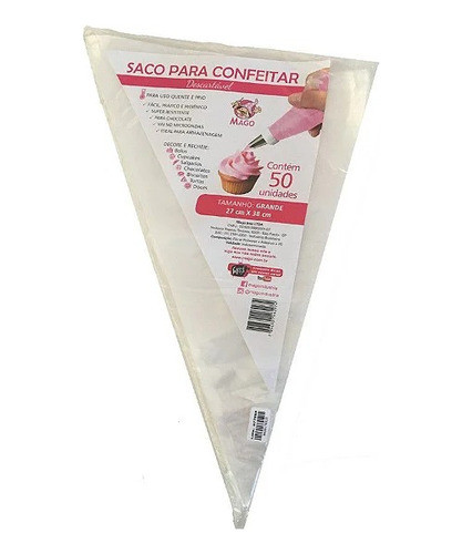Kit 100u Manga De Confeiteiro Descartável Resistente Grande 0