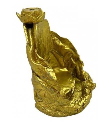 Incensário Cascata Folha Universal Cor Dourado Resina 11cm 1