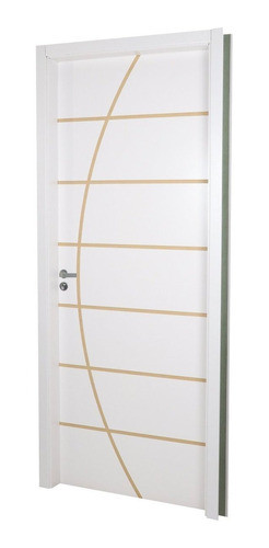 Kit Porta De Madeira Decorada 215x74cm Com Batente De Mdf Wt 1