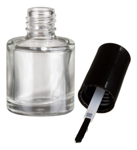 10 Envase Esmalte Vidrio Incoloro 8ml Pincel Negro 1