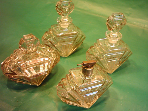 Juego De Toilette Art Déco. Cristal Y Dorado 0