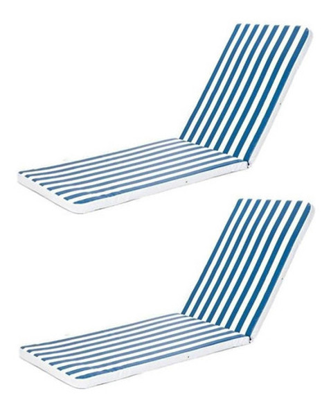 Kit 2 Almofadas P/ Espreguiçadeira Colchonete Branco E Azul 0 Kit 2 Almofadas P/ Espreguiçadeira Colchonete Branco E Azul 0