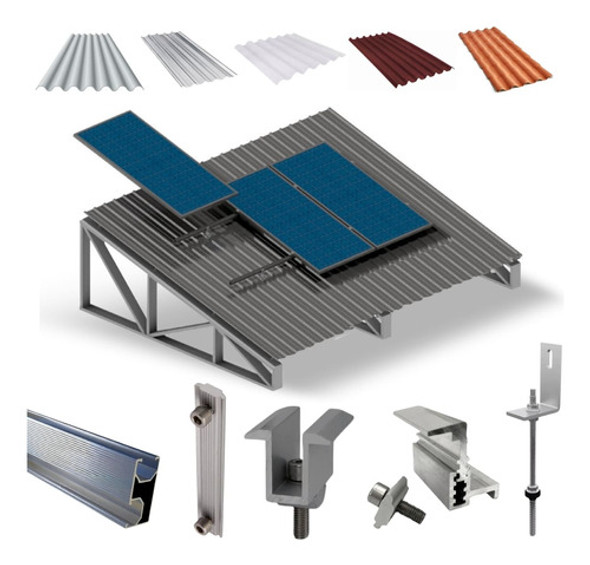 Kit Estrutura Linha C 1,20m P/ 3 Placas Solar Viga Metálica 0