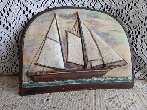 Antigua Placa De Yeso Diseño En Relieve Impecable Estado 1