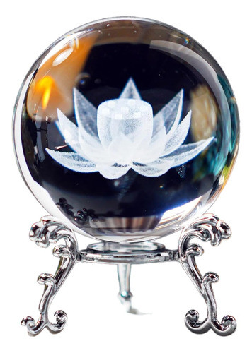 Esfera De Cristal 3d Grabado Con Laser, Pisapapeles - Loto 0