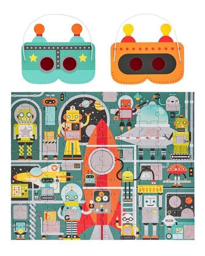 Puzzle 3d Con Lentes Para Descubrir Cosas! 100 Pzas - Robot 1