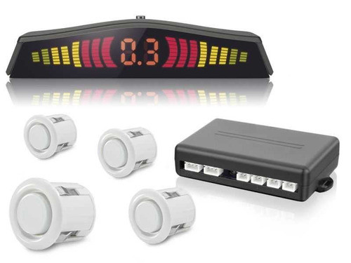 Sensor Estacionamento Ré Logan 4 Pontos Branco Display Led 0