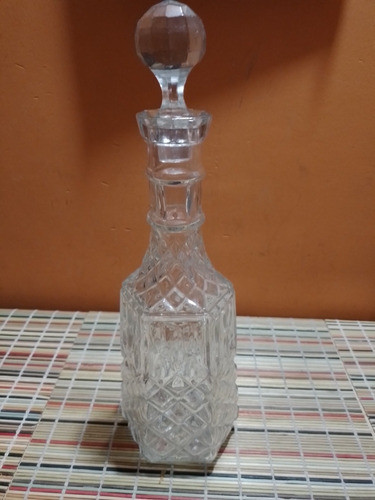 Antiguo Botellón Licorero De Vidrio Prensado Art 2199 0